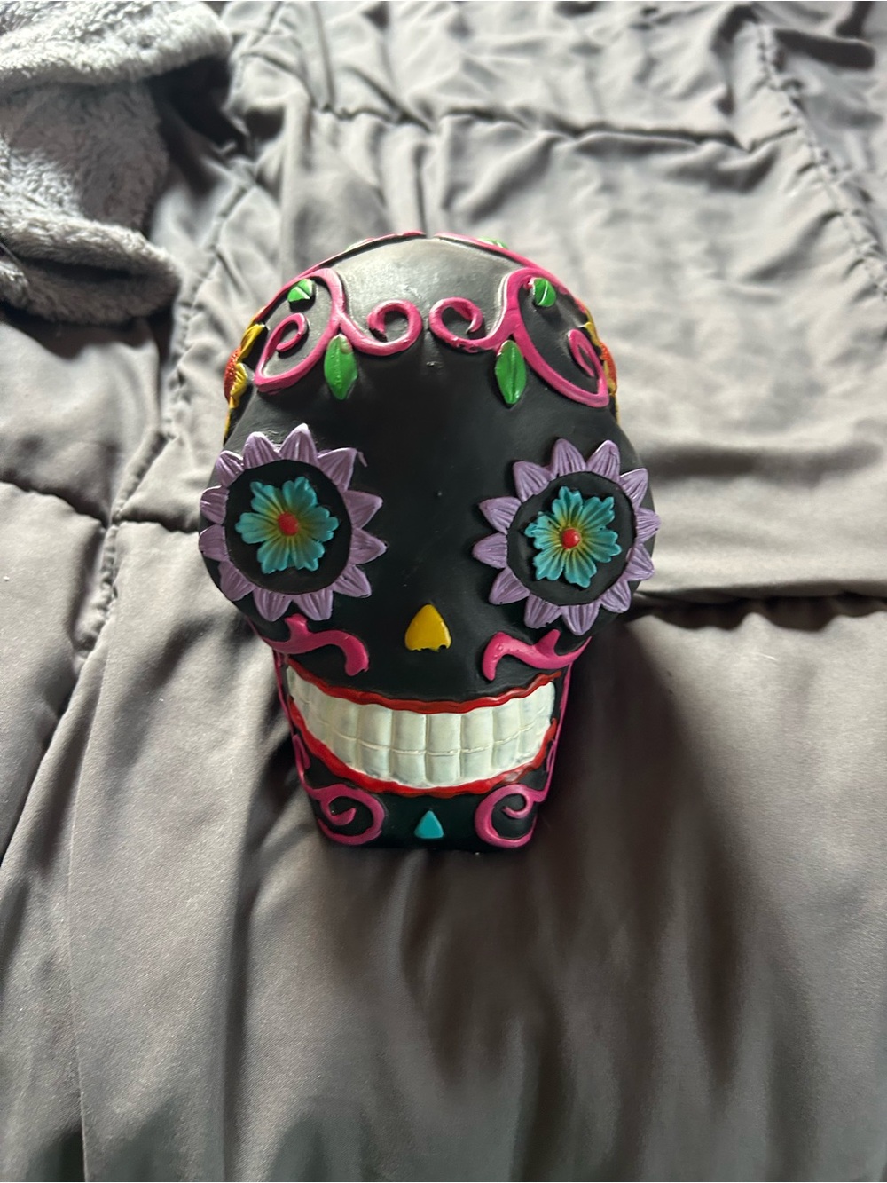 Day of the dead Ceramic skull with floral designs and colorful details #skull